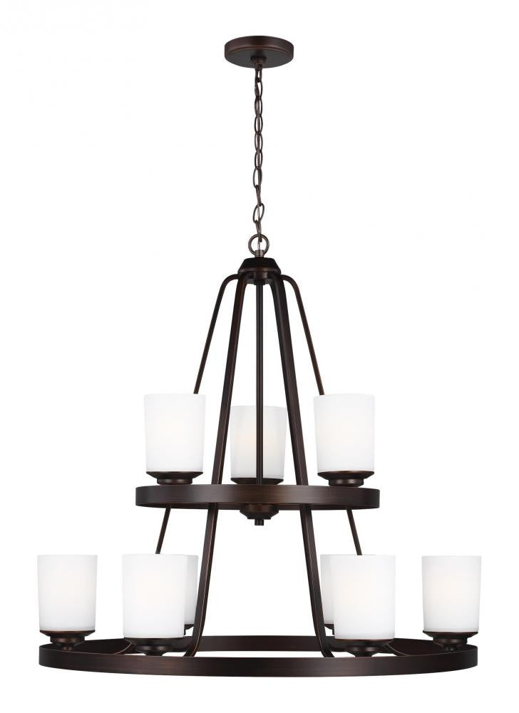 Generation Lighting Kemal Nine Light Chandelier Burnt Sienna