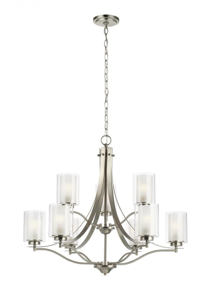 Generation Lighting Elmwood Park Nine Light Chandelier Brushed Nickel
