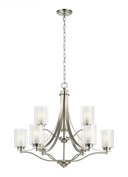 Generation Lighting Elmwood Park Nine Light Chandelier Brushed Nickel