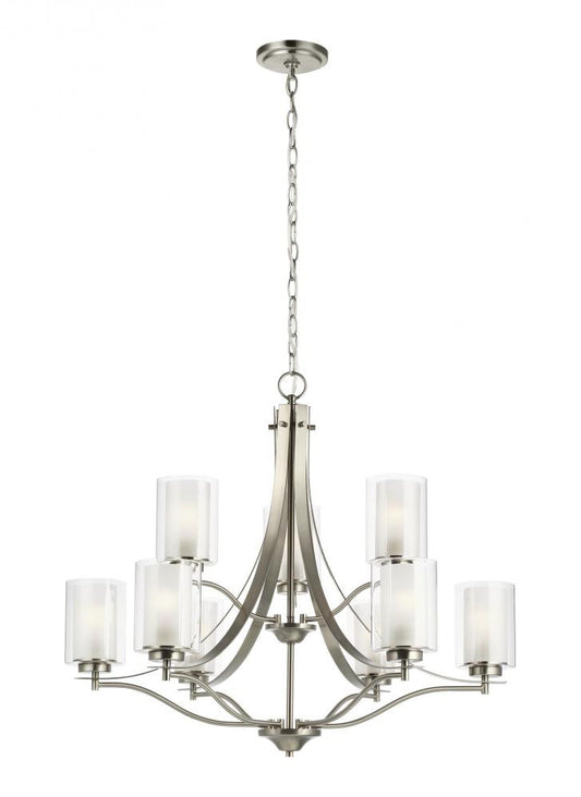 Generation Lighting Elmwood Park Nine Light Chandelier Brushed Nickel