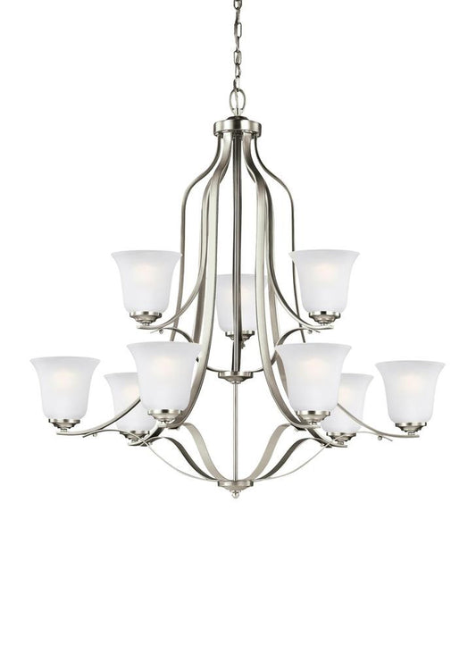 Generation Lighting Emmons Nine Light Chandelier Brushed Nickel