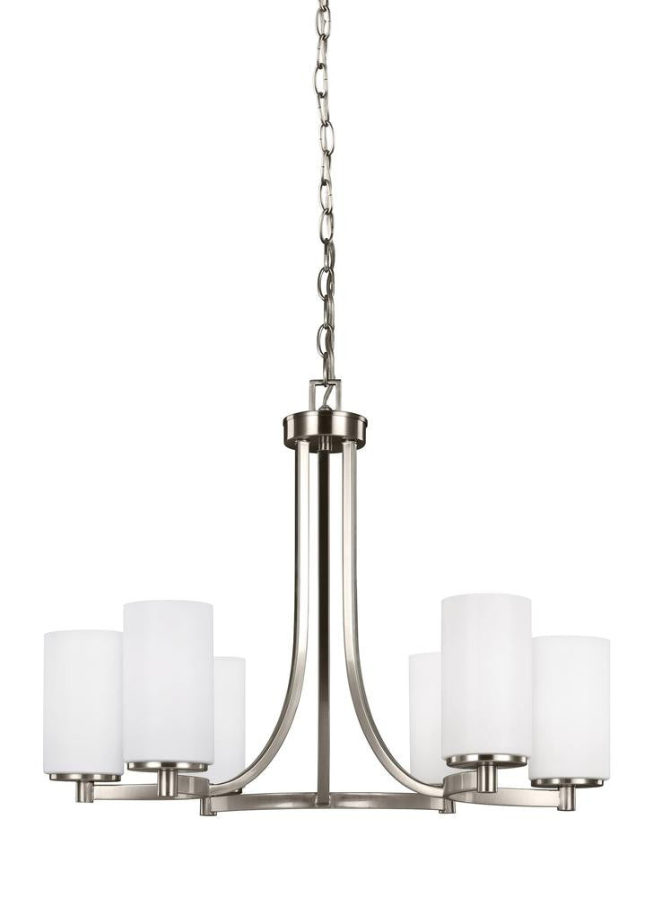 Generation Lighting Hettinger Six Light Chandelier Brushed Nickel