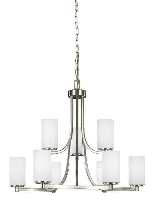 Generation Lighting Hettinger Nine Light Chandelier Brushed Nickel
