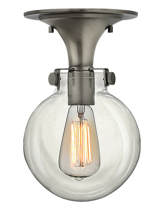 Hinkley Congress Globe Glass Flush Mount Antique Nickel