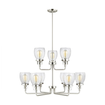 Generation Lighting Belton Nine Light Up Chandelier Brushed Nickel