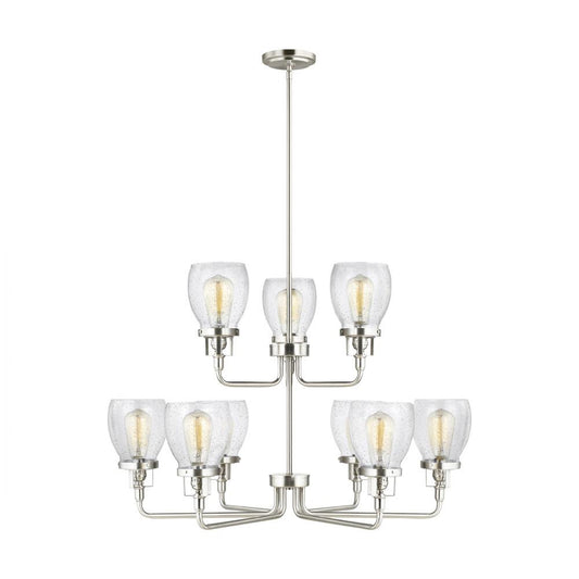 Generation Lighting Belton Nine Light Up Chandelier Brushed Nickel