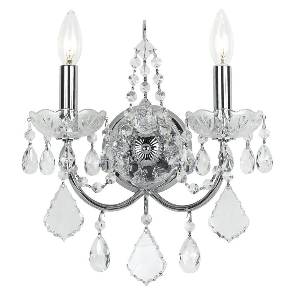 Crystorama Imperial 2 Light Wall Sconce Polished Chrome