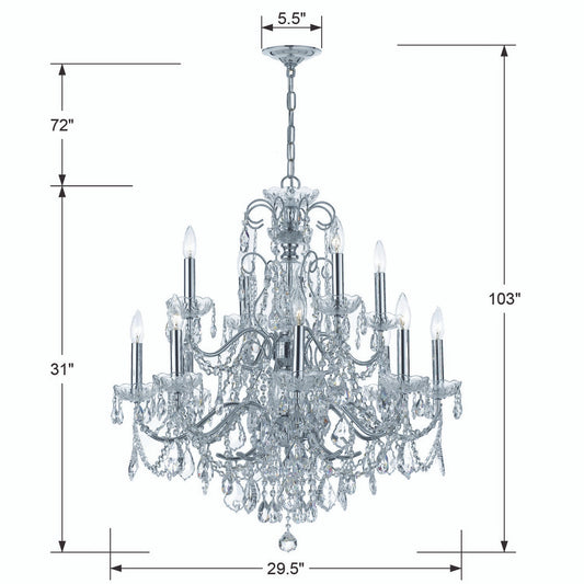 Crystorama Imperial 12 Light Chandelier Polished Chrome