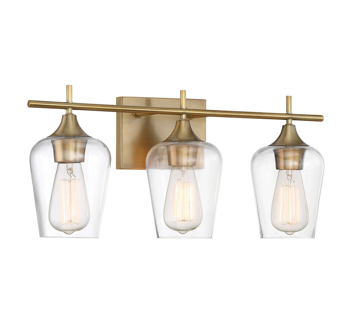 Octave Bath Vanity Light, 3-Light, Warm Brass, Glass Shade, 21"W Savoy House (8-4030-3-322 1MXZX)