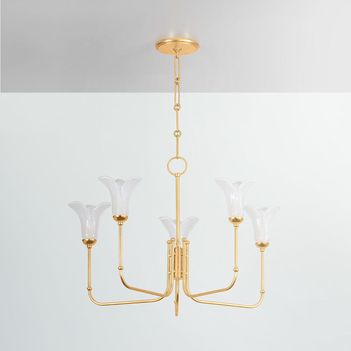 Hudson Valley Montclair 5-Light Chandelier Vintage Gold Leaf detail view 1