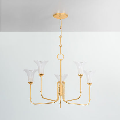Hudson Valley Montclair 5-Light Chandelier Vintage Gold Leaf detail view 1