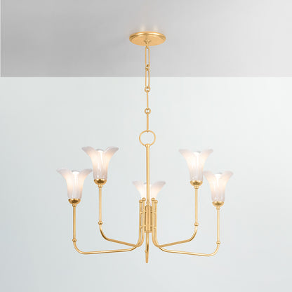 Hudson Valley Montclair 5-Light Chandelier Vintage Gold Leaf detail view 2