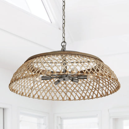 Capital Rainey 6-Light Pendant in Grey Wash and Antique Nickel