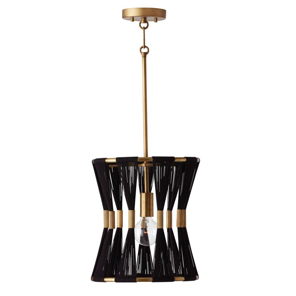 Capital Bianca Pendant Black Rope and Patinaed Brass