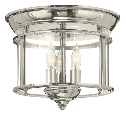 Hinkley Gentry Medium Flush Mount Nickel, Steel, Polished Nickel