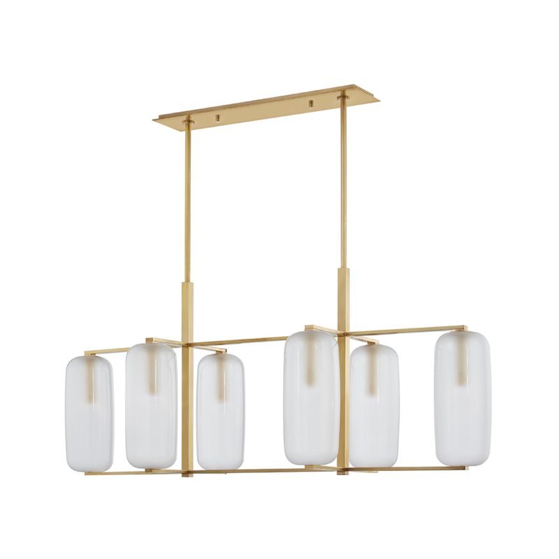 Hudson Valley Pebble Linear Chandelier Aged Brass