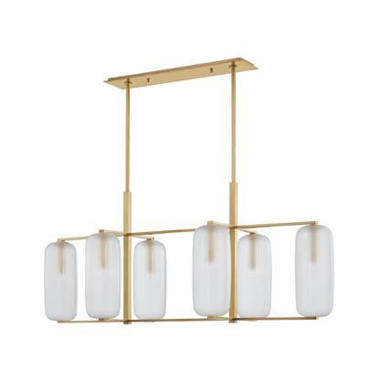 Hudson Valley Pebble Linear Chandelier Aged Brass