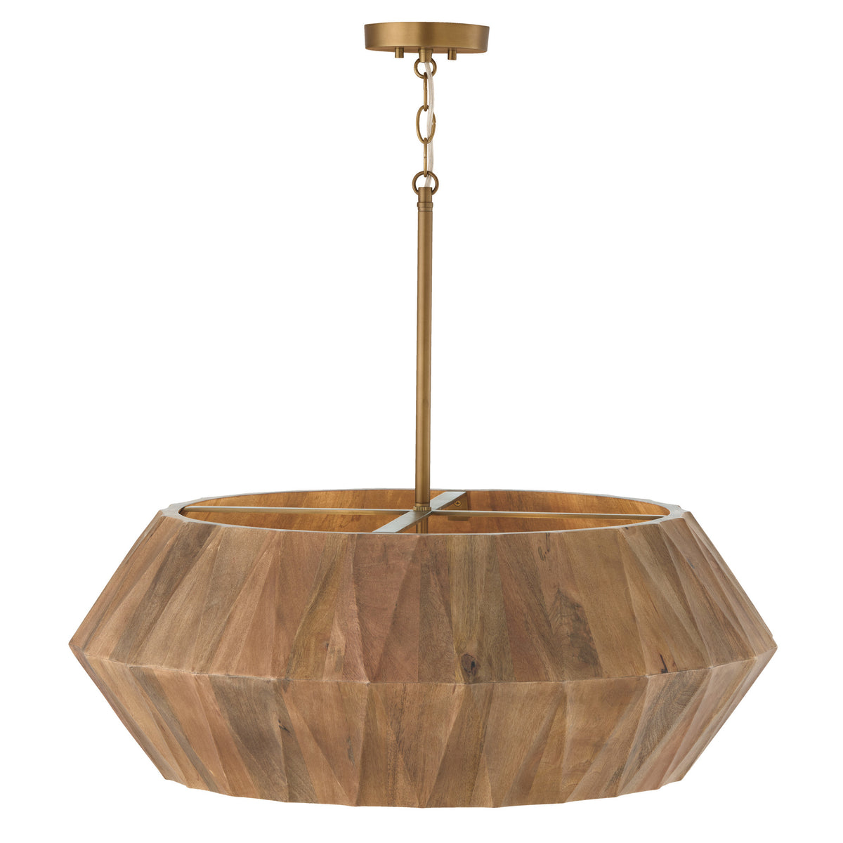 Capital Nadeau Large Pendant in Light Wood and Patinaed Brass