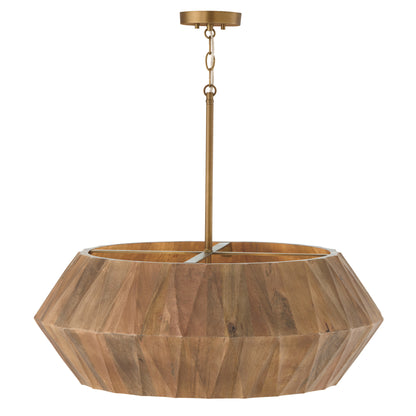 Capital Nadeau Large Pendant in Light Wood and Patinaed Brass