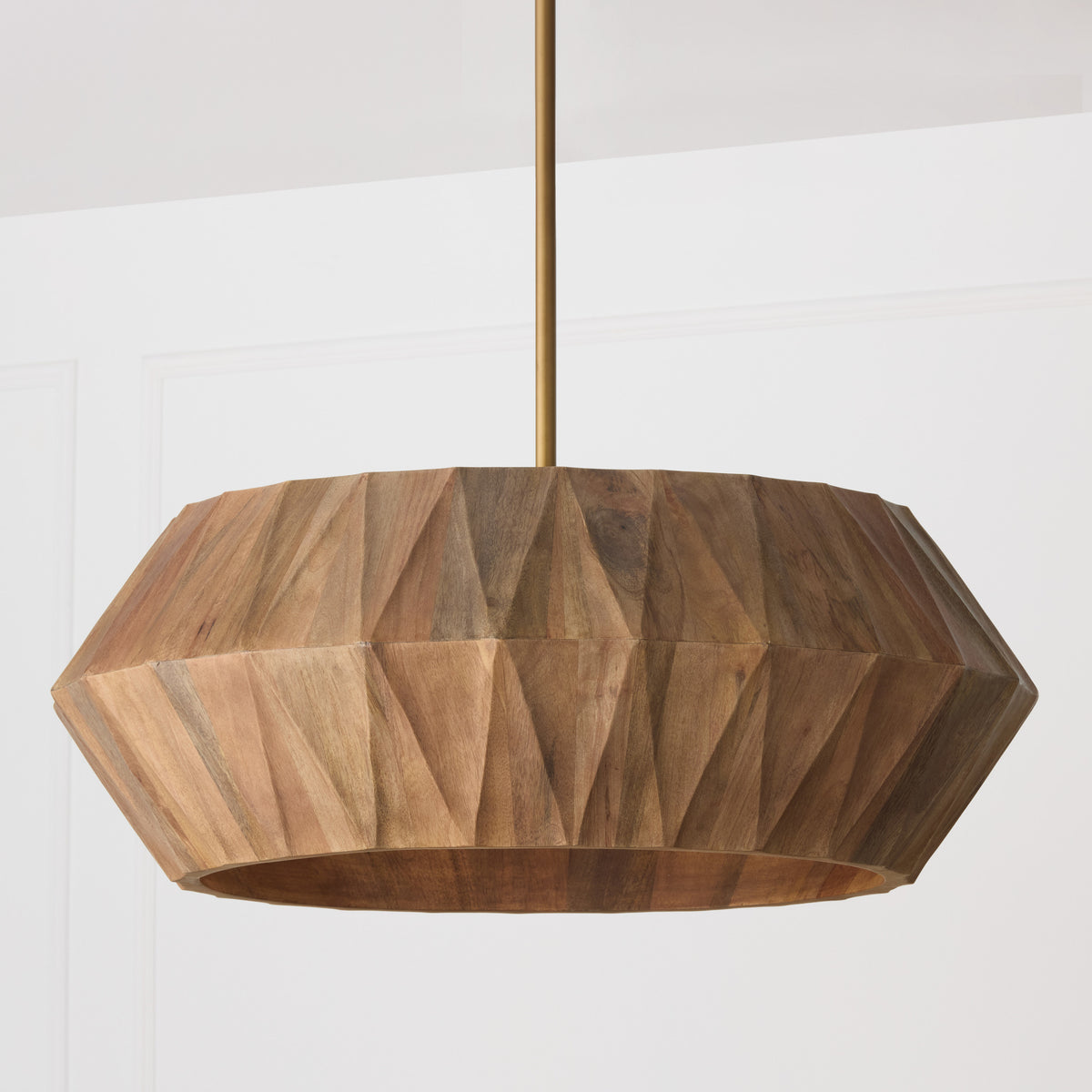 Capital Nadeau Large Pendant in Light Wood and Patinaed Brass