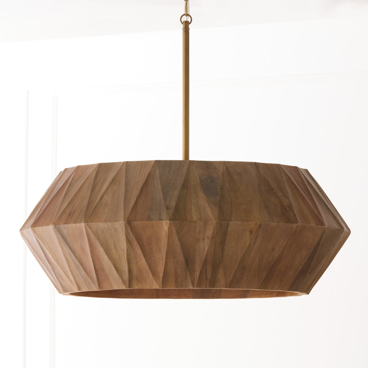 Capital Nadeau Large Pendant in Light Wood and Patinaed Brass