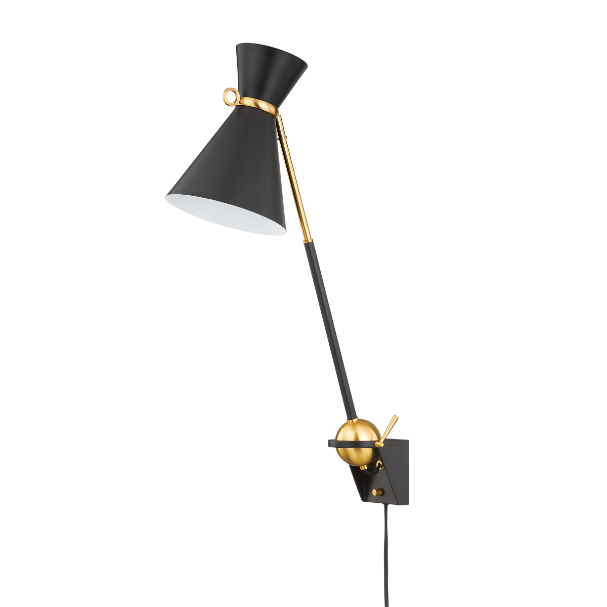 Hudson Valley Winsted Plug-In Wall Sconce Aged Brass/Soft Black