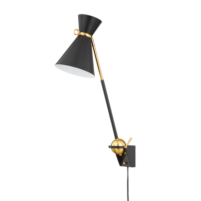Hudson Valley Winsted Plug-In Wall Sconce Aged Brass/Soft Black