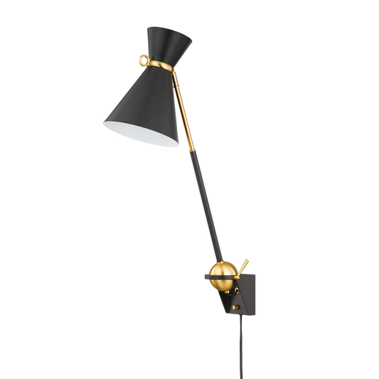 Hudson Valley Winsted Plug-In Wall Sconce Aged Brass/Soft Black