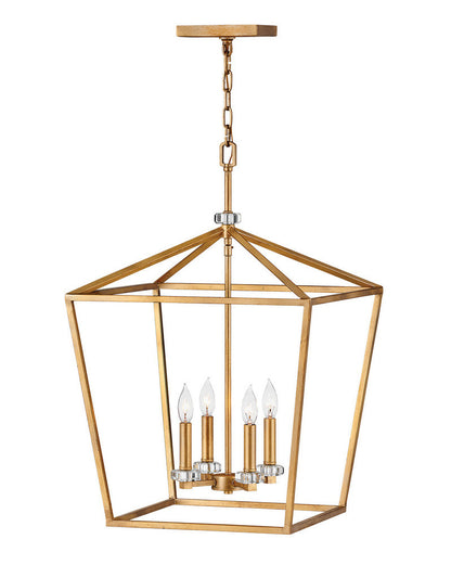 Hinkley Stinson Candle Chandelier Steel, Distressed Brass