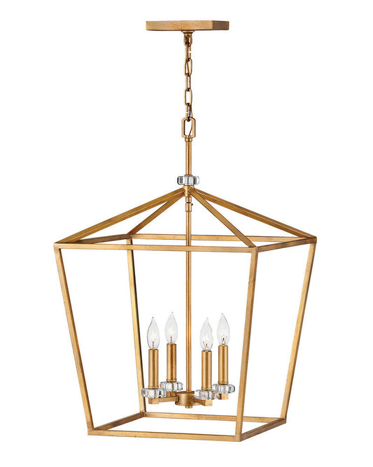 Hinkley Stinson Candle Chandelier Steel, Distressed Brass