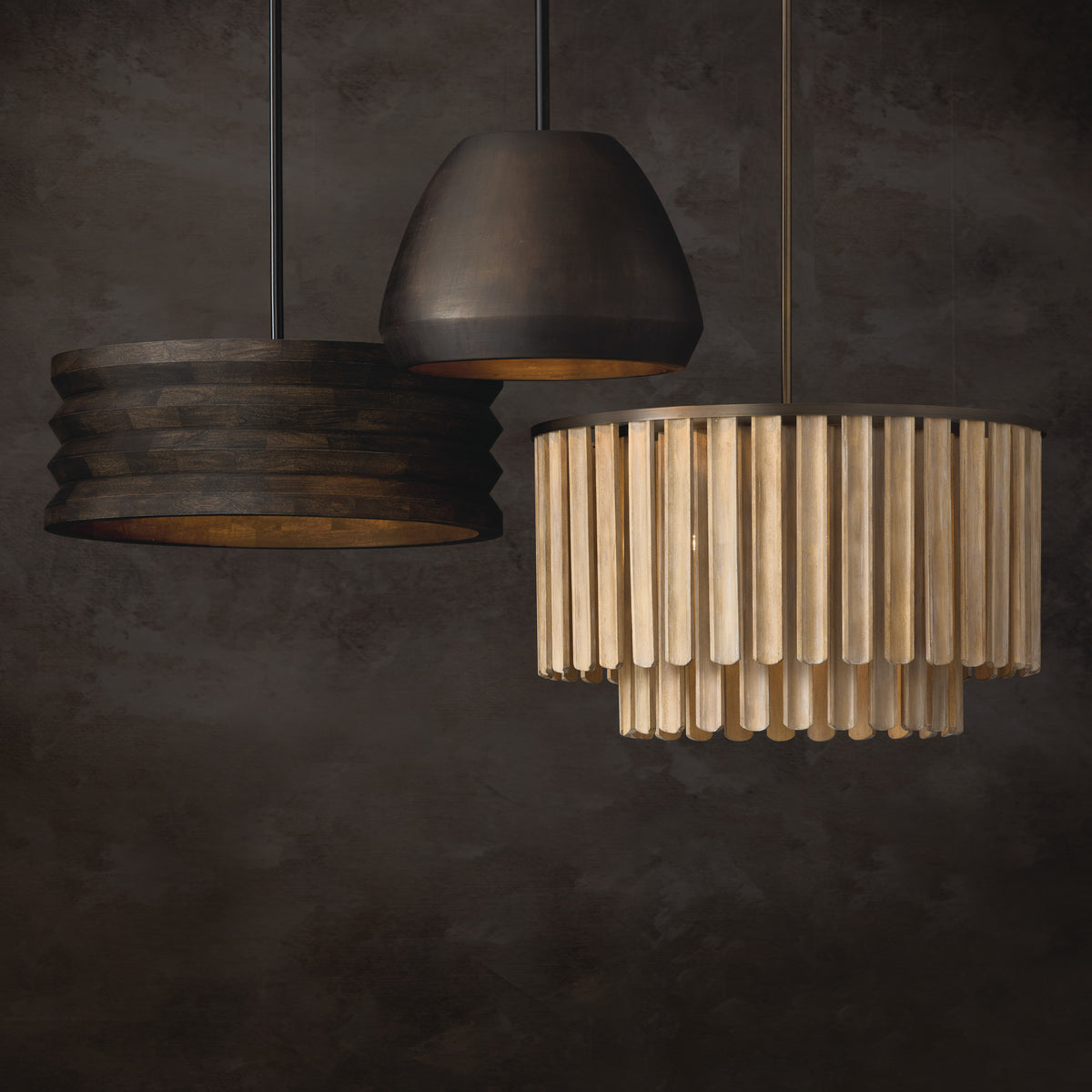 Capital Dunn Medium Pendant in Espresso Stain and Black