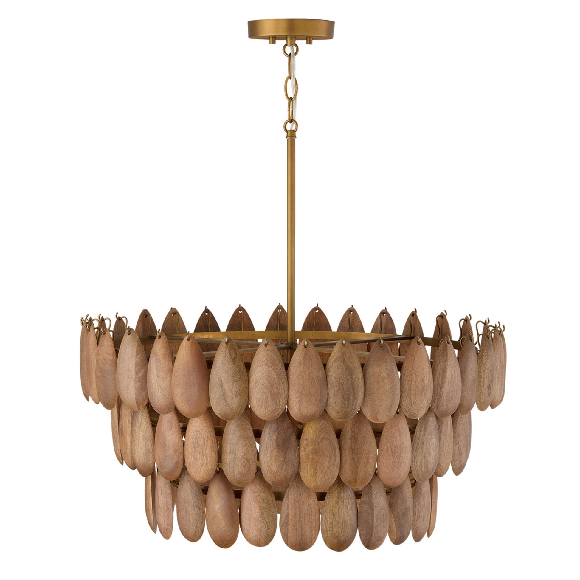 Capital Ravi Small Pendant in Light Wood and Patinaed Brass