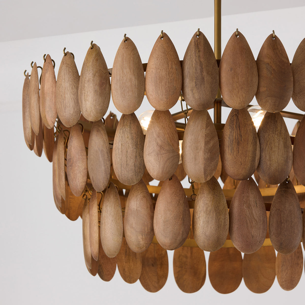 Capital Ravi Small Pendant in Light Wood and Patinaed Brass