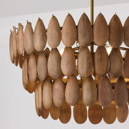 Capital Ravi Small Pendant in Light Wood and Patinaed Brass