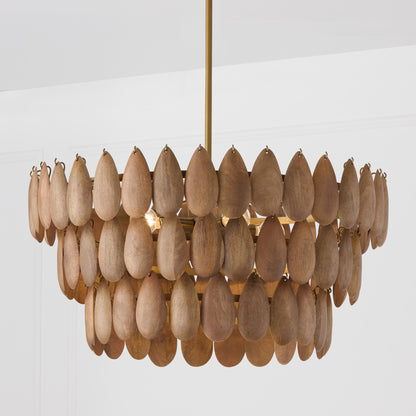Capital Ravi Small Pendant in Light Wood and Patinaed Brass