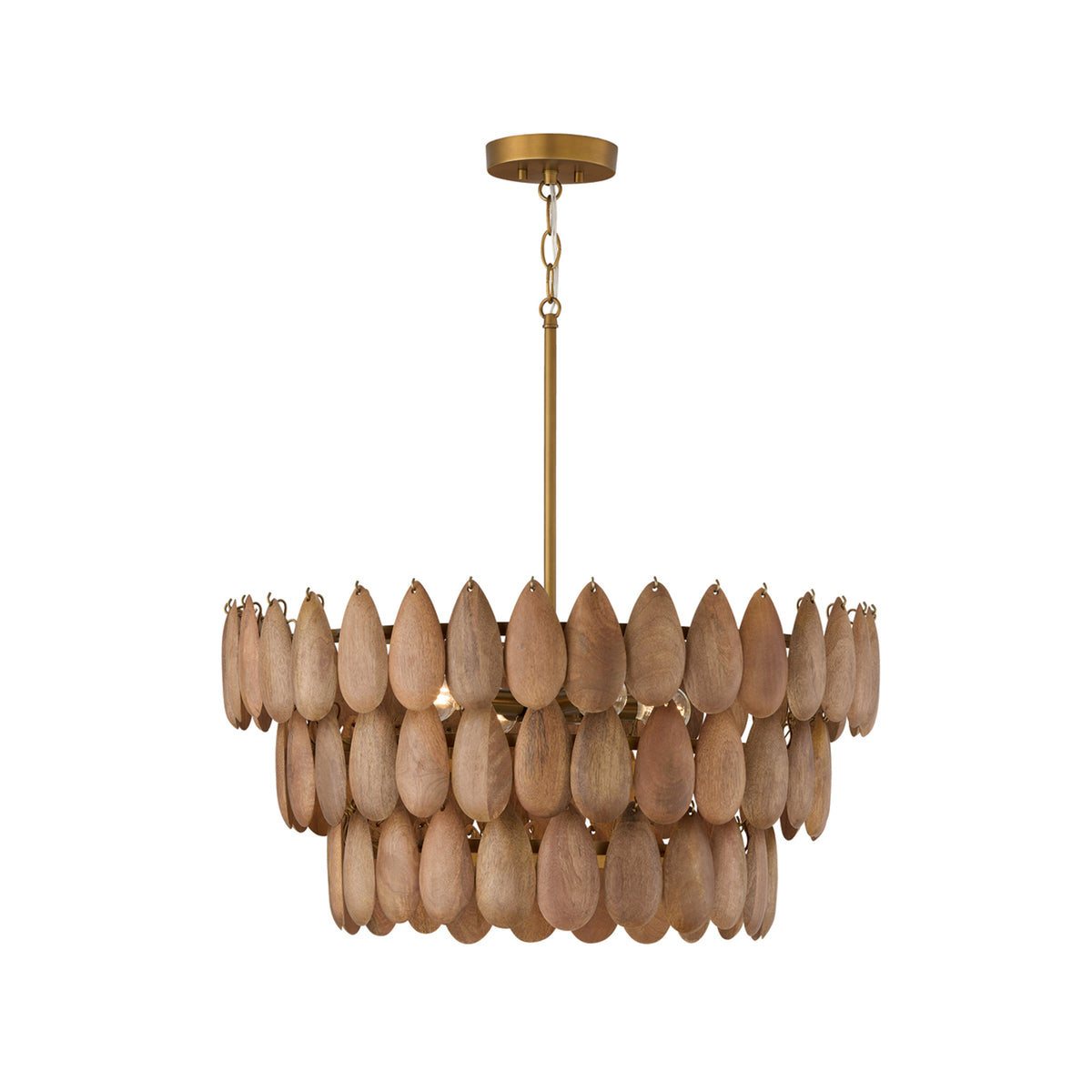Capital Ravi Small Pendant in Light Wood and Patinaed Brass