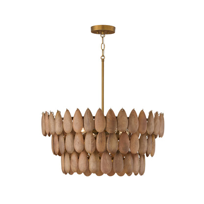 Capital Ravi Small Pendant in Light Wood and Patinaed Brass
