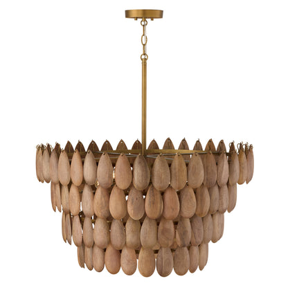 Capital Ravi Medium Pendant in Light Wood and Patinaed Brass