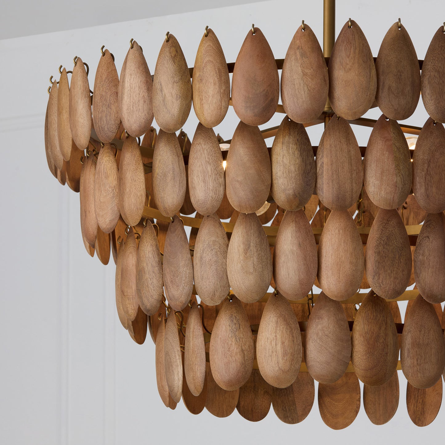 Capital Ravi Medium Pendant in Light Wood and Patinaed Brass
