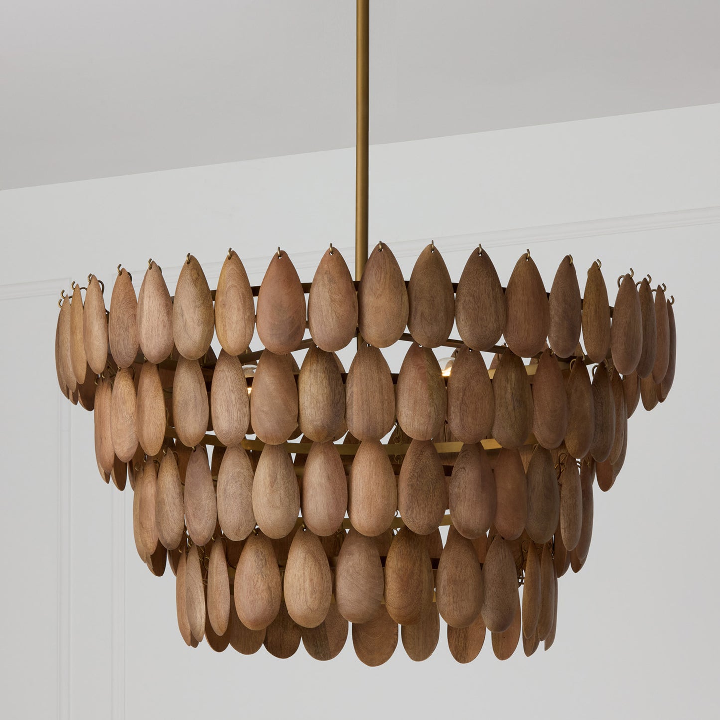 Capital Ravi Medium Pendant in Light Wood and Patinaed Brass
