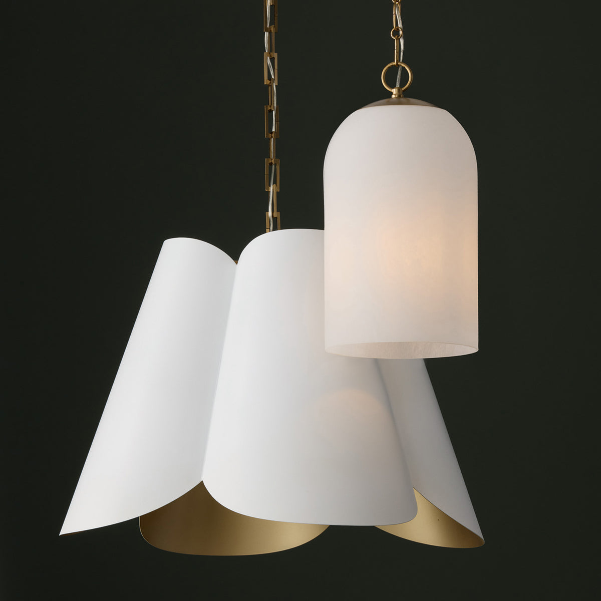 Capital Maeve Pendant in Matte Brass and White