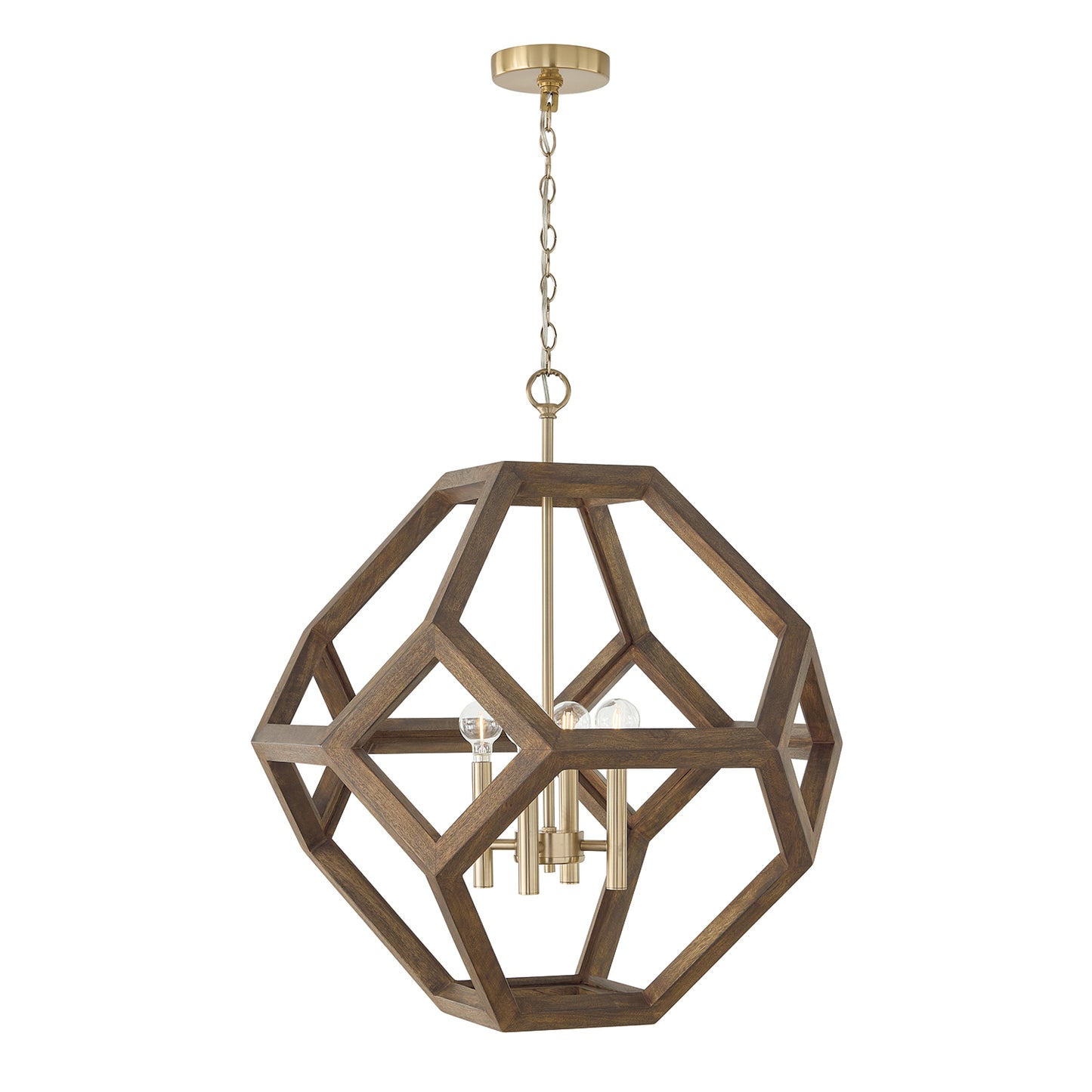 Capital Geo Pendant - Nordic Wood and Matte Brass