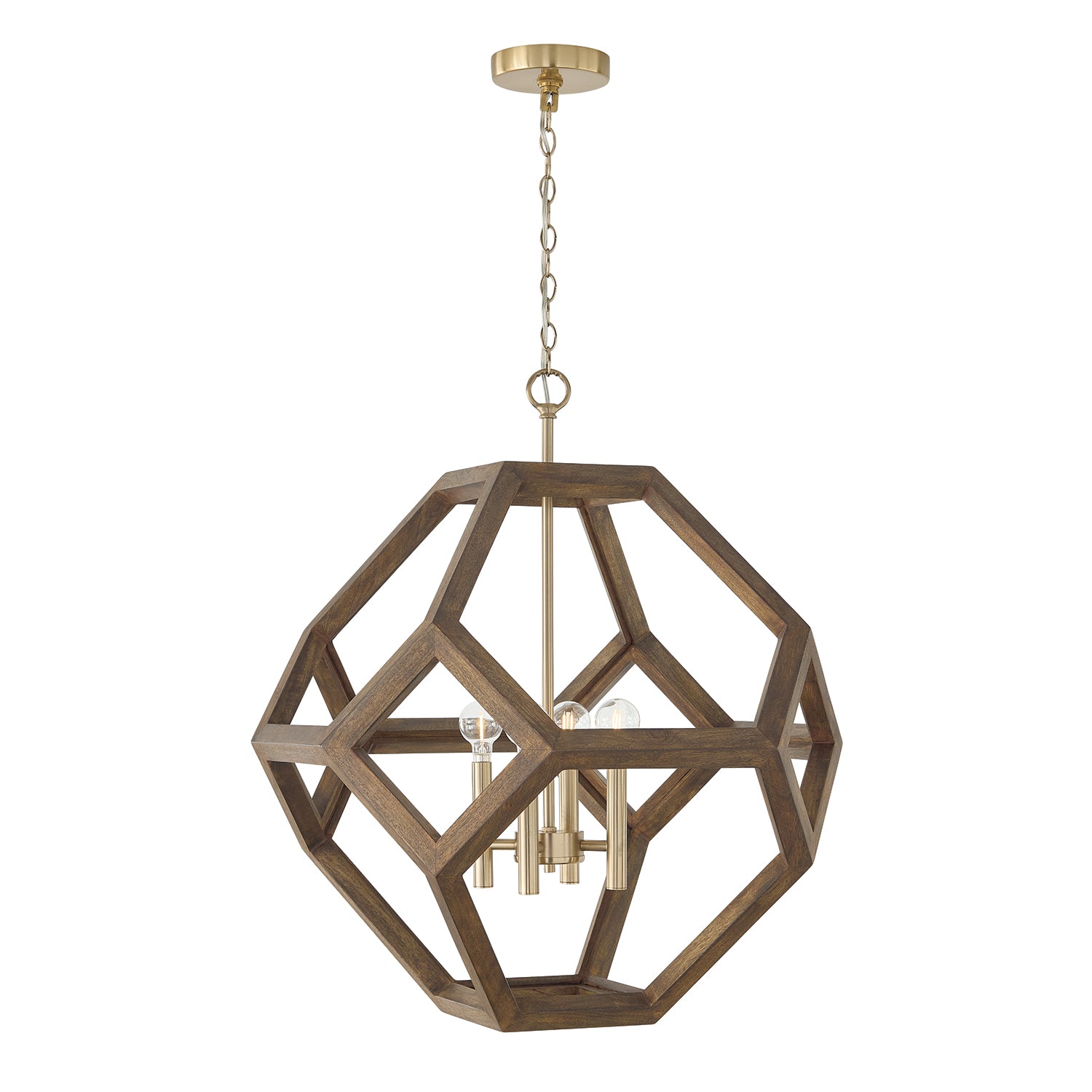 Capital Geo Pendant - Nordic Wood and Matte Brass