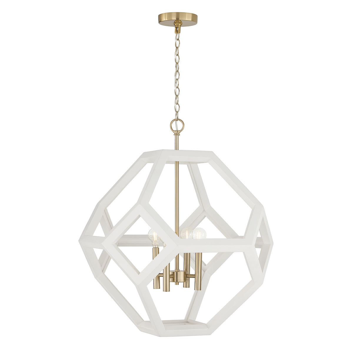 Capital Geo Pendant - Flat White and Matte Brass