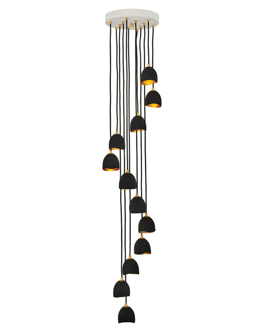Hinkley Nula Chandelier Shell Black, Gold Leaf