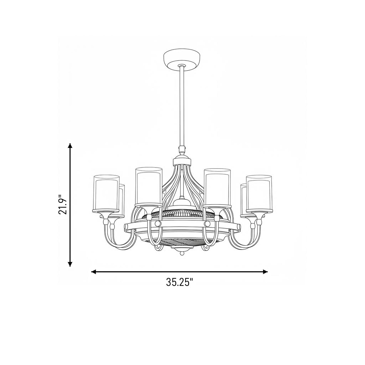 Etesian 8-Light Fan D'Lier - Burnished Russet