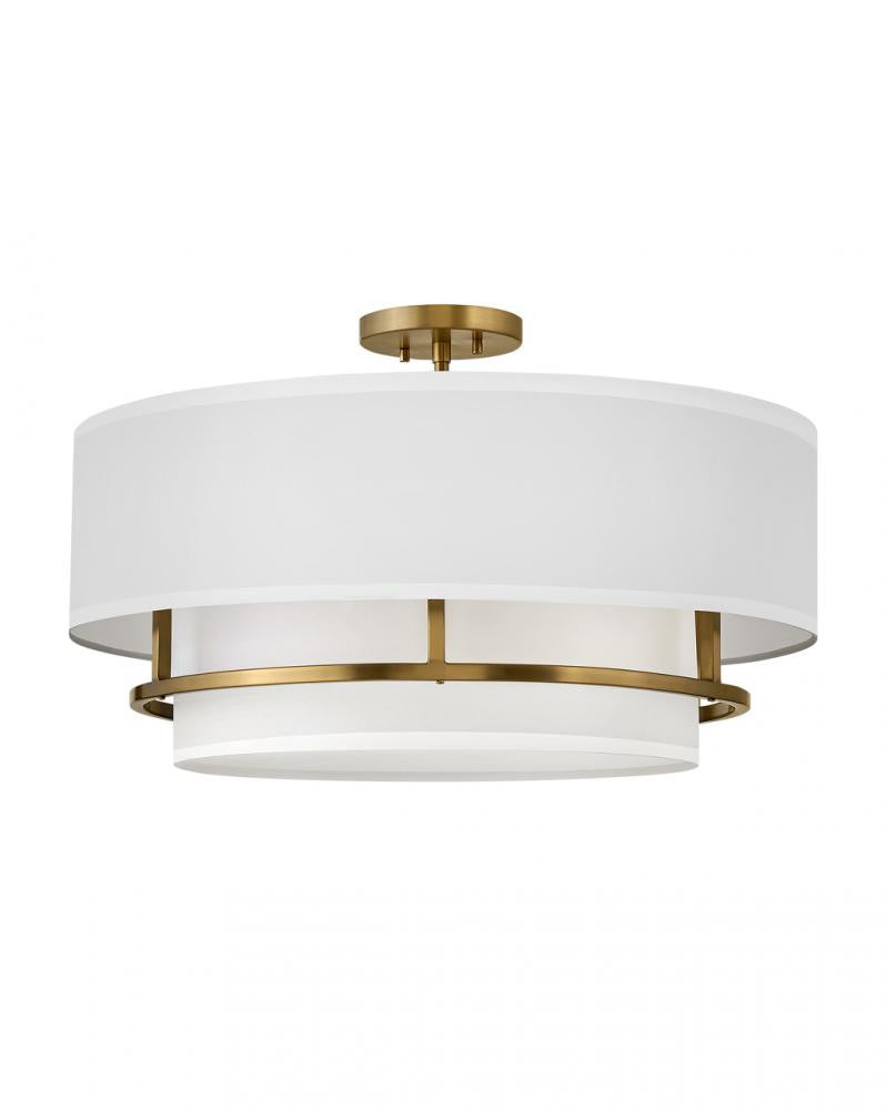 Hinkley Graham Foyer Hall Semi-Flush Mount Brass, Steel, Lacquered Brass
