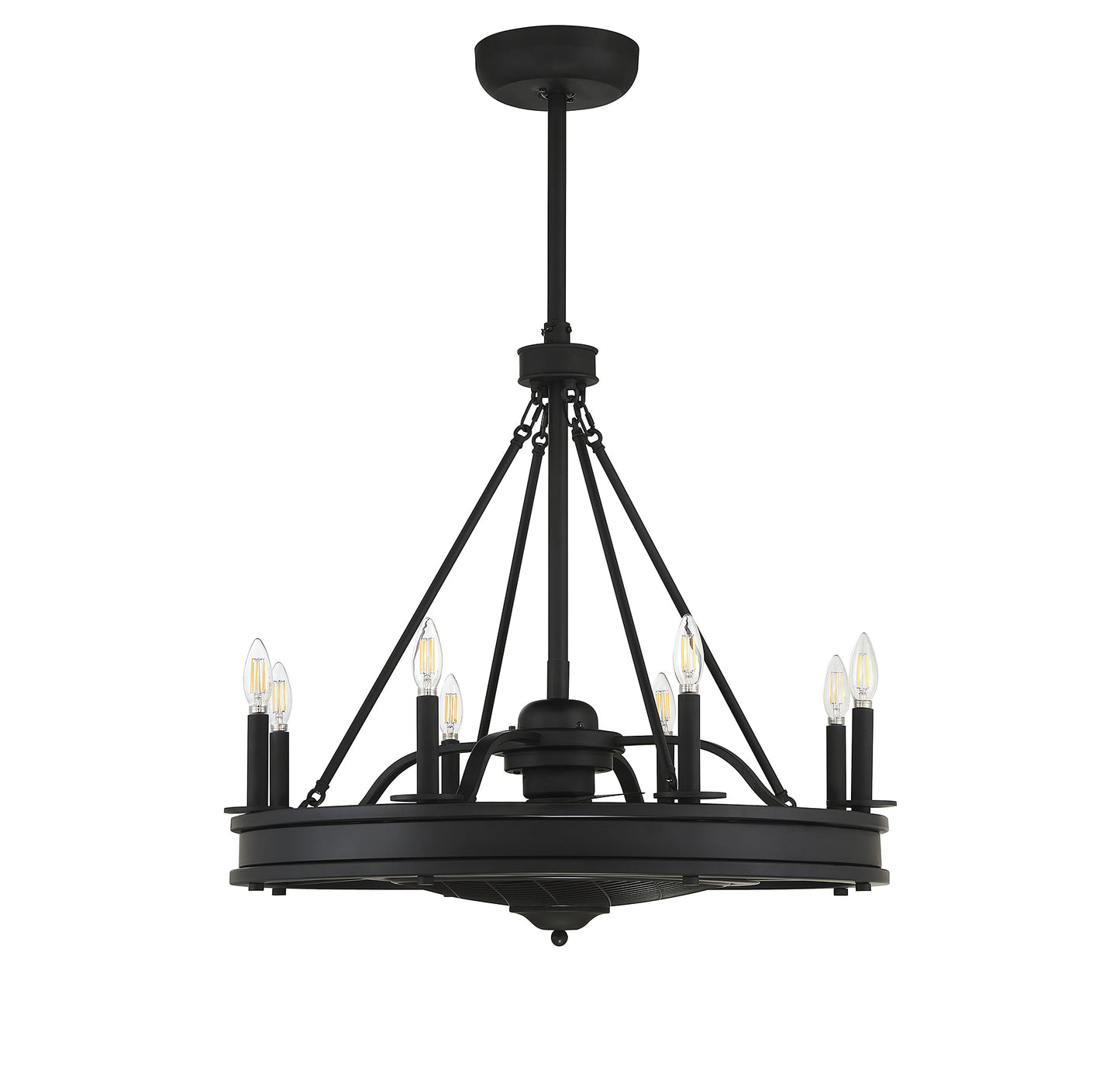 Lyon 8-Light Fan D'Lier in Matte Black