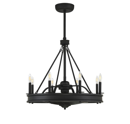Lyon 8-Light Fan D'Lier in Matte Black