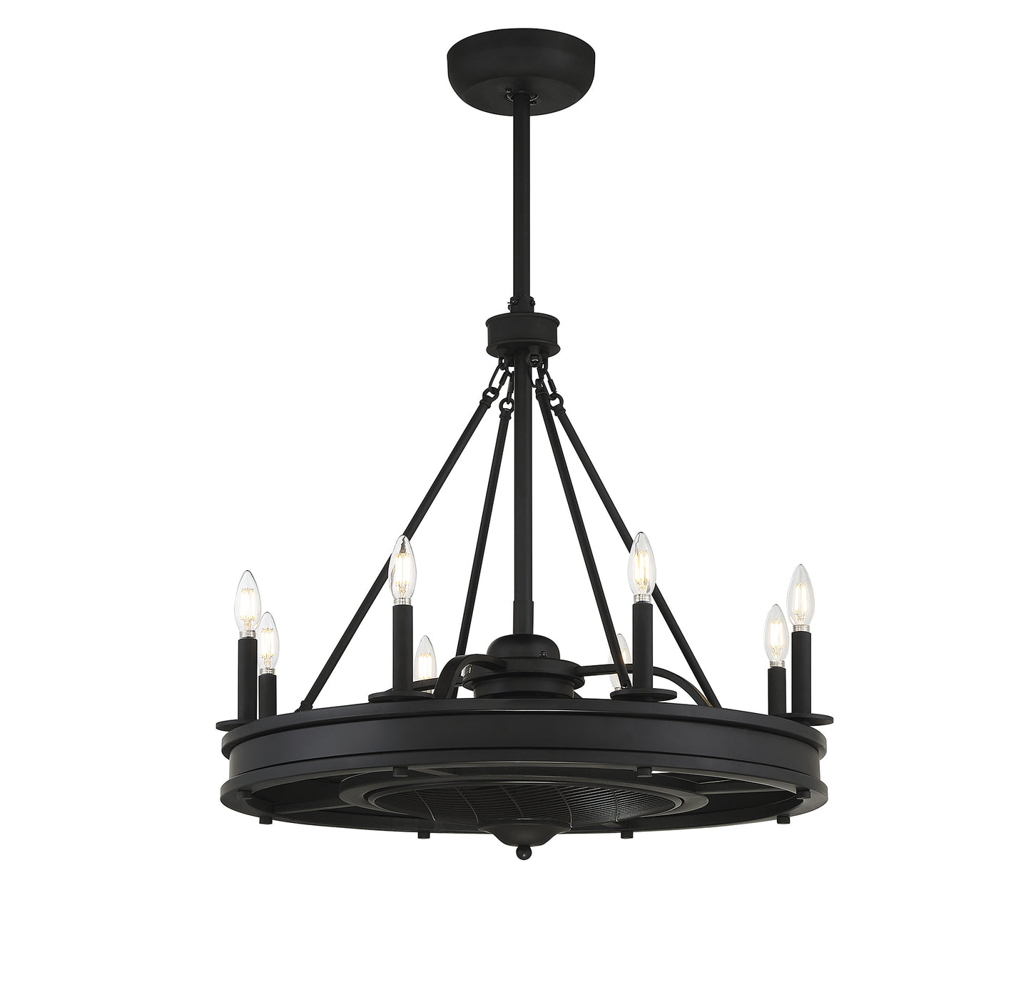 Lyon 8-Light Fan D'Lier in Matte Black